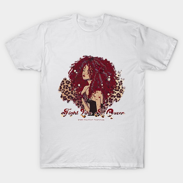 Brain Aneurysm awareness black girl leopard Supporting Gift for Brain Aneurysm warrior T-Shirt by Susan chanel